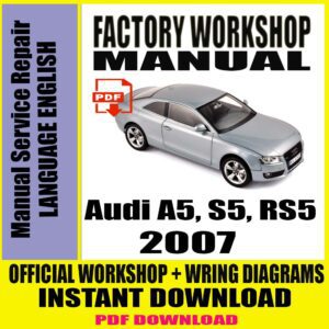 Audi A5, S5, RS5 2007 WORKSHOP Manual Service Repair