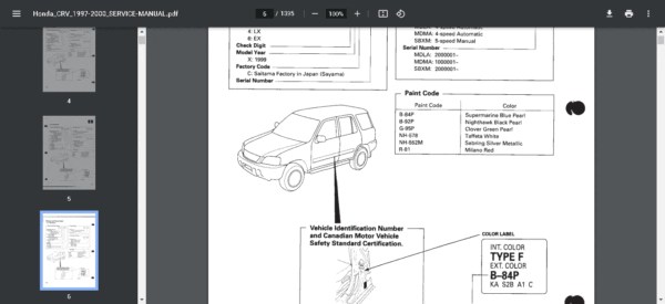 honda cr-v Manual Service Repair 1995 -2001 - Image 3